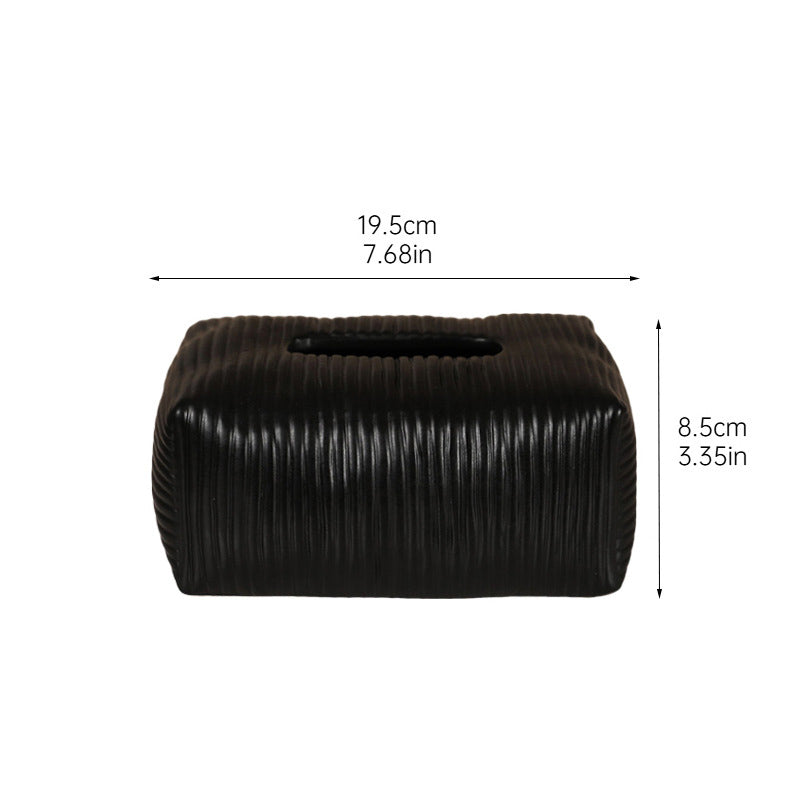 Solid Color Striped Ceramic Tissue Box