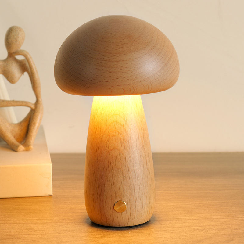 Solid Wood Mushroom Lamp