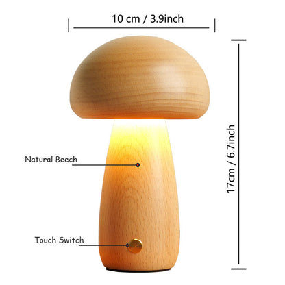 Solid Wood Mushroom Lamp