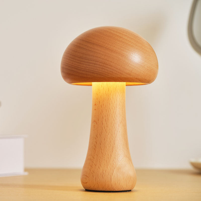 Solid Wood Mushroom Lamp