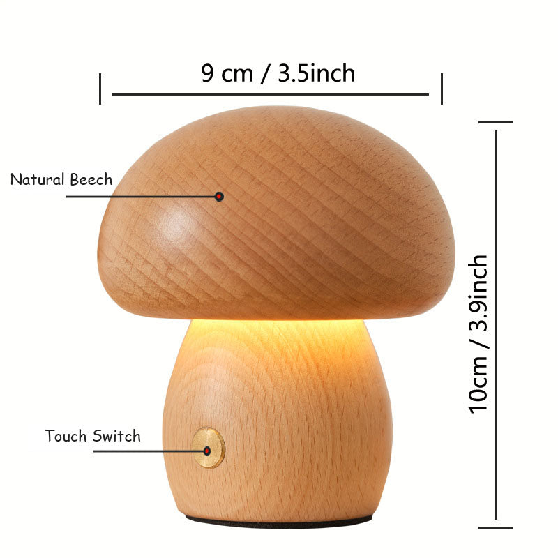 Solid Wood Mushroom Lamp