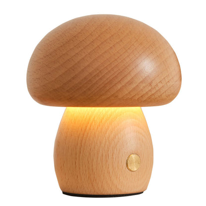 Solid Wood Mushroom Lamp