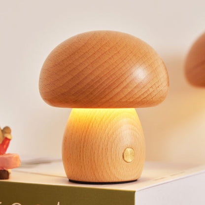 Solid Wood Mushroom Lamp