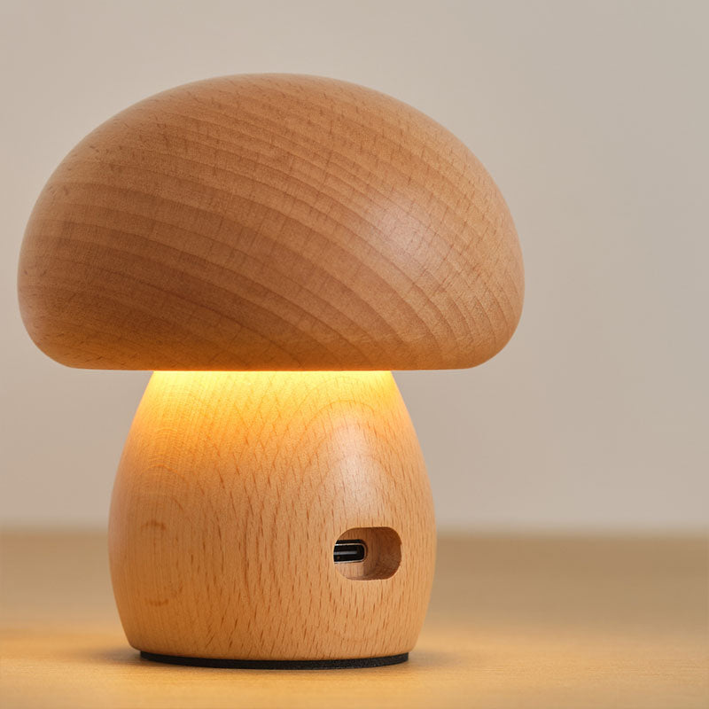 Solid Wood Mushroom Lamp