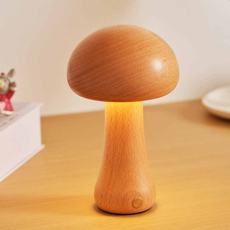 Solid Wood Mushroom Lamp