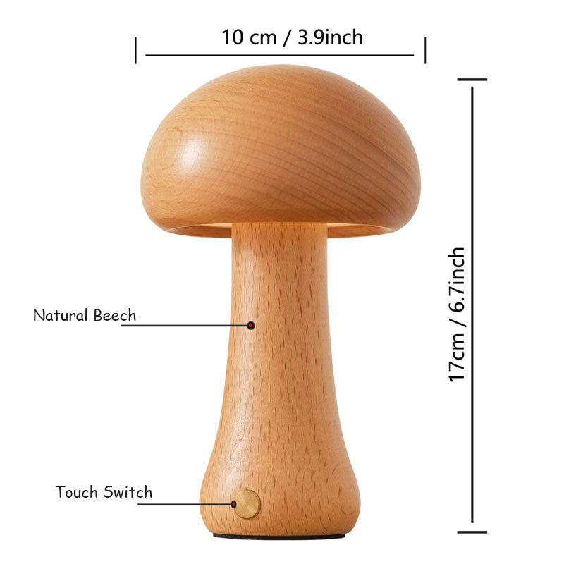 Solid Wood Mushroom Lamp