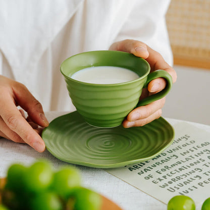 Spiral Pattern Ceramic Cup and Saucer