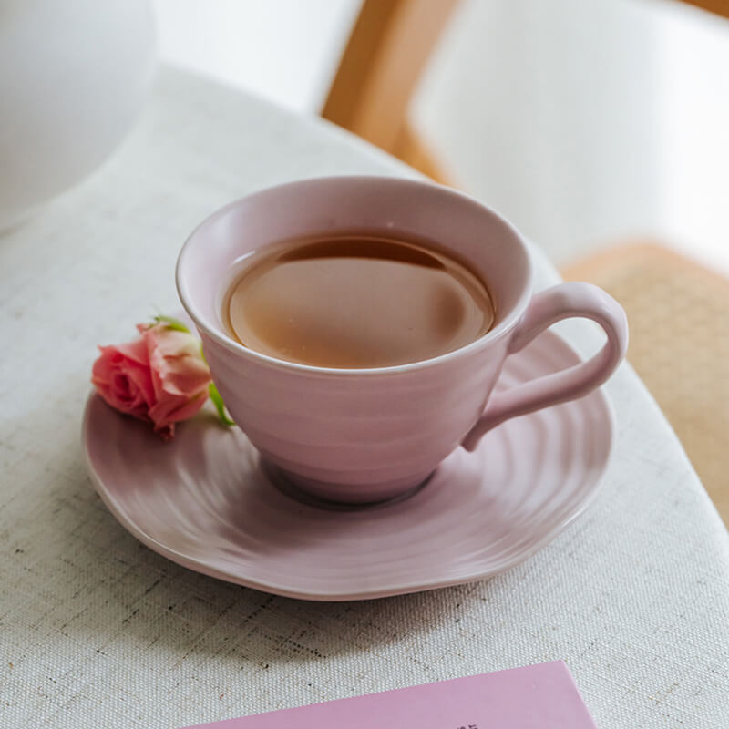 Spiral Pattern Ceramic Cup and Saucer