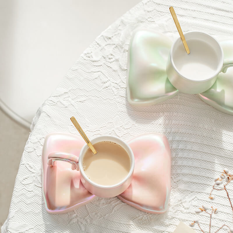 Spring Bowknot Ceramic Cup and Saucer