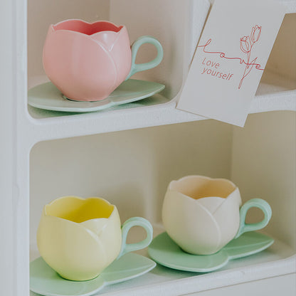 Spring Tulip Ceramic Cup and Saucer