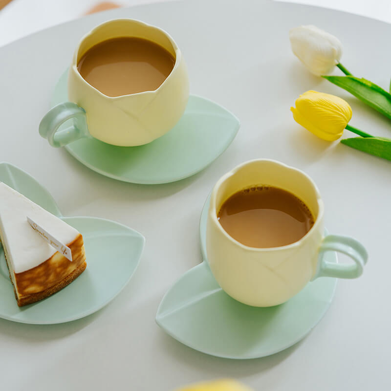 Spring Tulip Ceramic Cup and Saucer