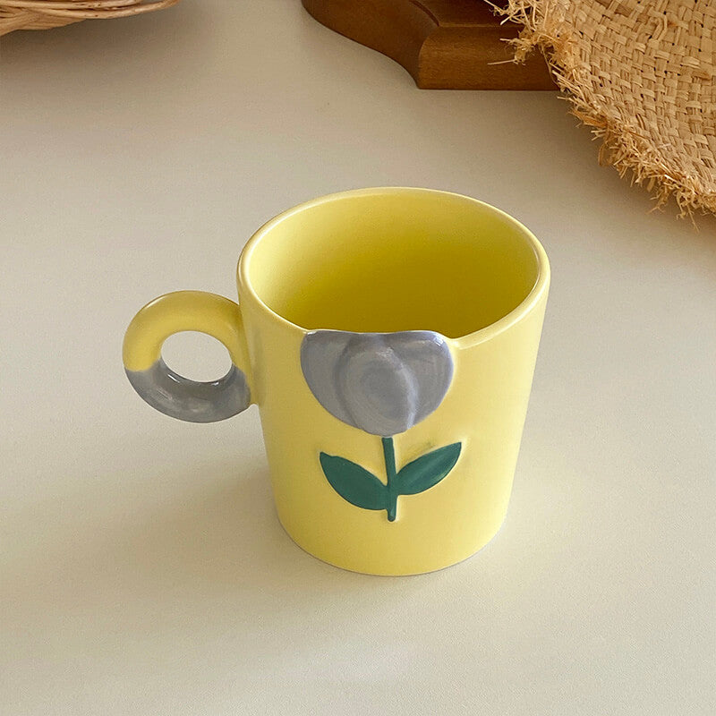 Spring Tulip Embossed Ceramic Mug