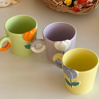 Spring Tulip Embossed Ceramic Mug