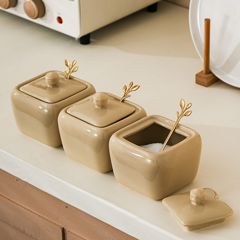 Square Ceramic Seasoning Jar Set