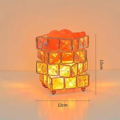 Square Salt Stone Crystal Lamp