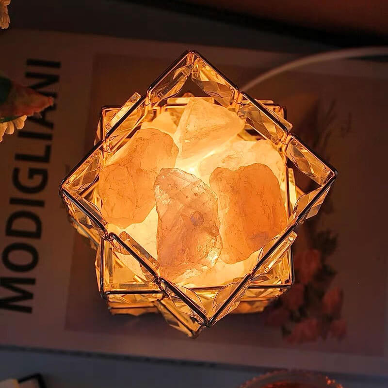 Square Salt Stone Crystal Lamp