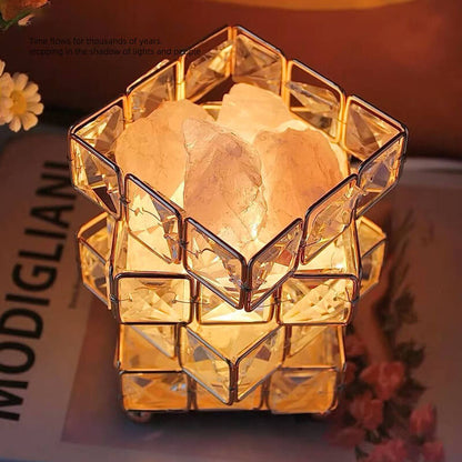 Square Salt Stone Crystal Lamp