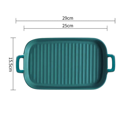 Square Striped Ceramic Baking Dish