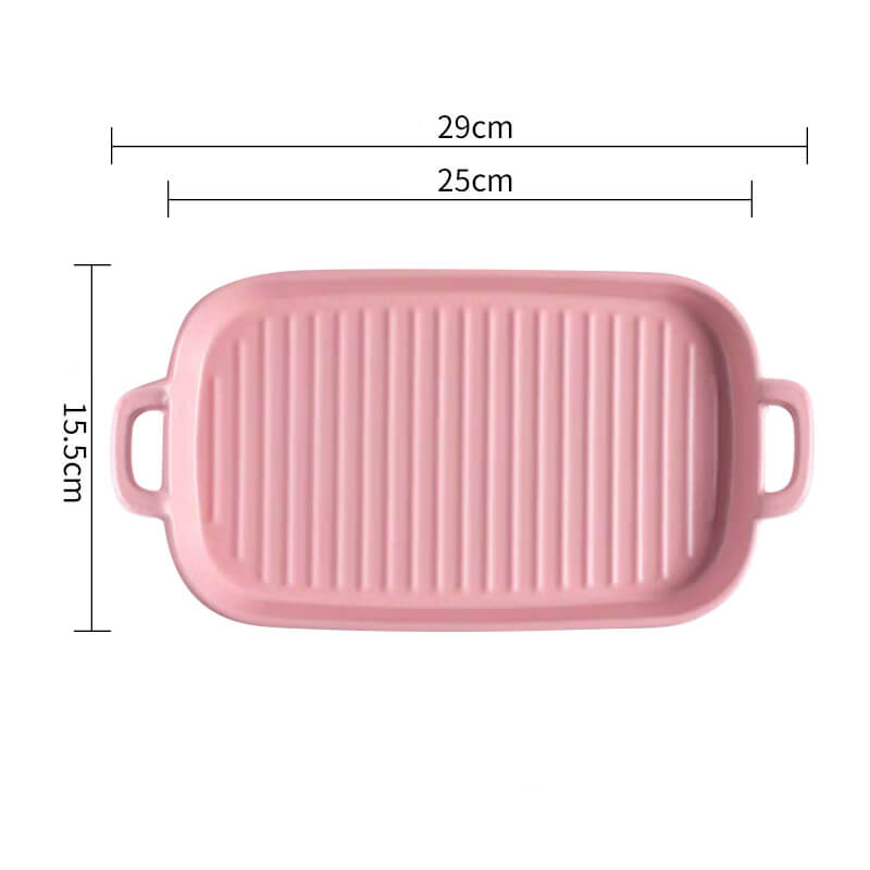 Square Striped Ceramic Baking Dish