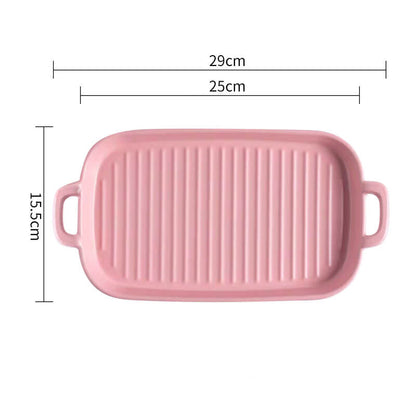 Square Striped Ceramic Baking Dish