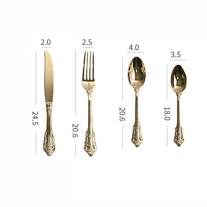 Stainless Steel Embossed Flatware 4Pcs Set