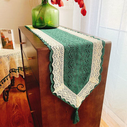 Stitching Macrame Hollow Cotton Thread Table Runner