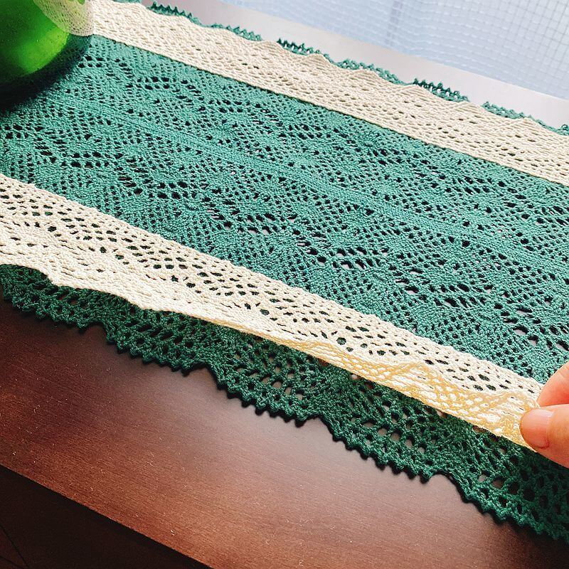 Stitching Macrame Hollow Cotton Thread Table Runner