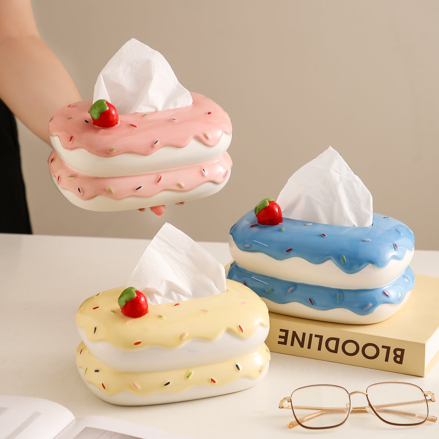 Strawberry Burger Ceramic Tissue Box