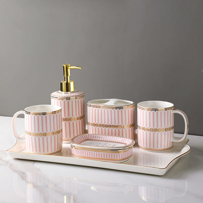 Stripe Gilt Ceramic Bathroom Set