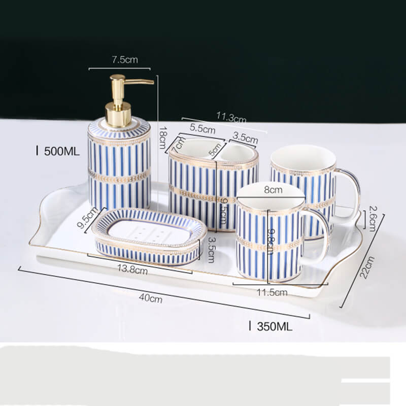 Stripe Gilt Ceramic Bathroom Set