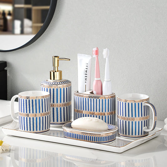 Stripe Gilt Ceramic Bathroom Set