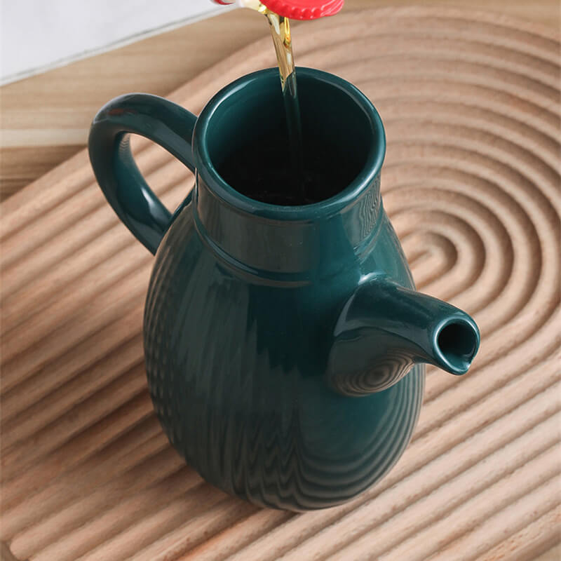 Stripe Solid Color Ceramic Oil Bottle