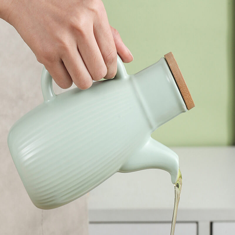 Stripe Solid Color Ceramic Oil Bottle