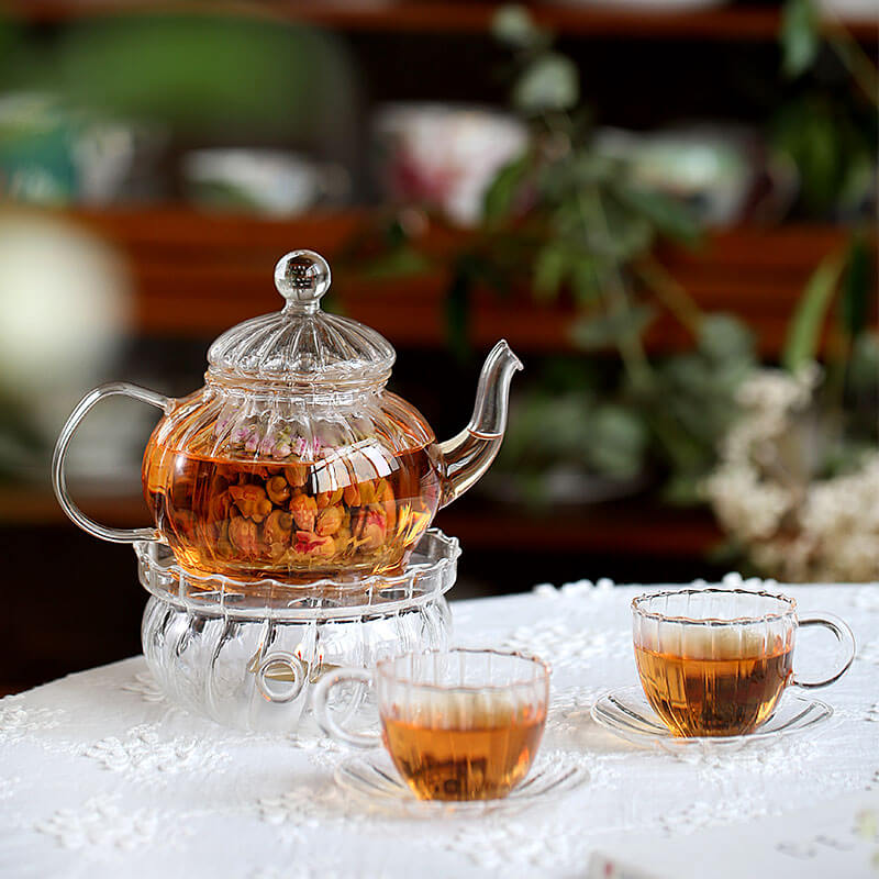 Striped Glass Teapot Set