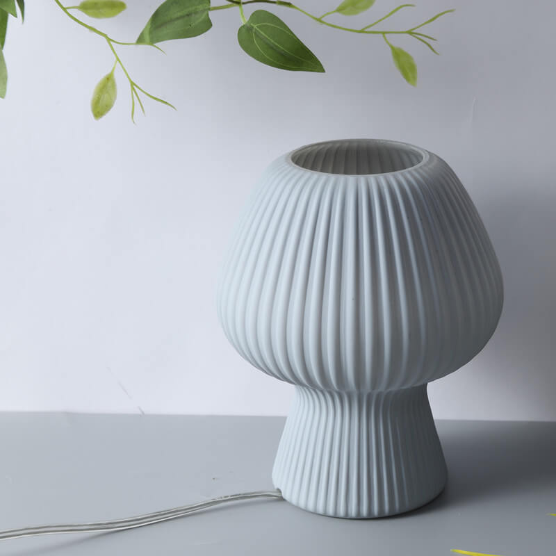 Striped Mushroom Glass Table Lamp