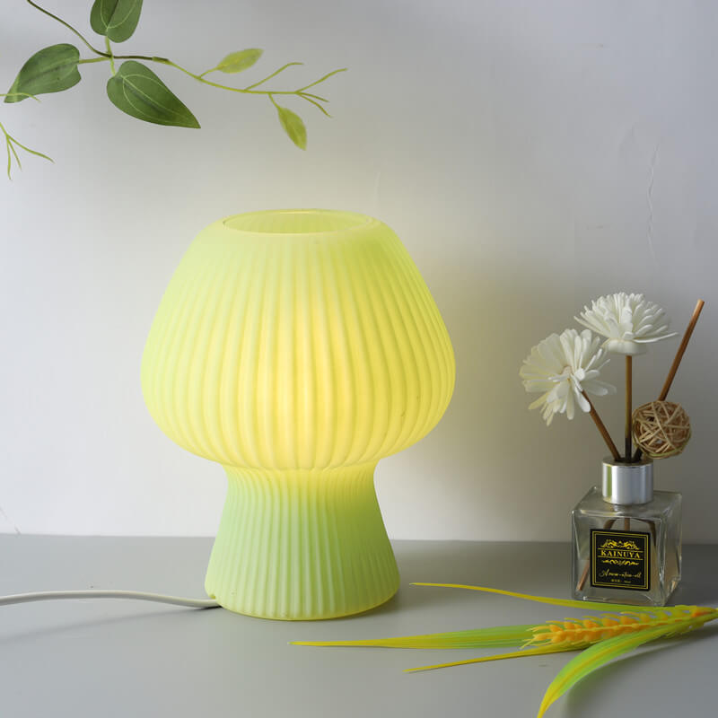 Striped Mushroom Glass Table Lamp