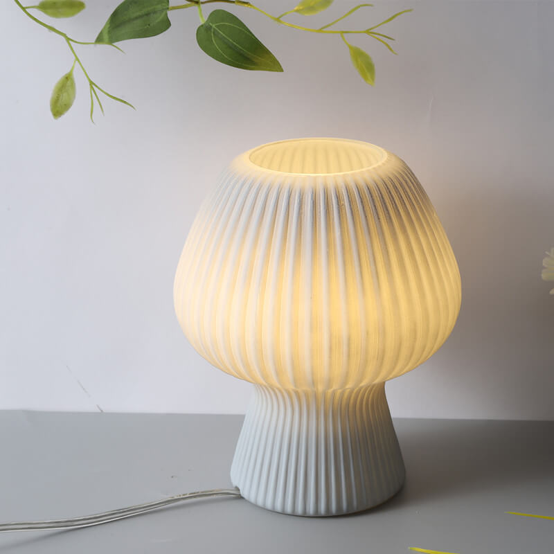 Striped Mushroom Glass Table Lamp