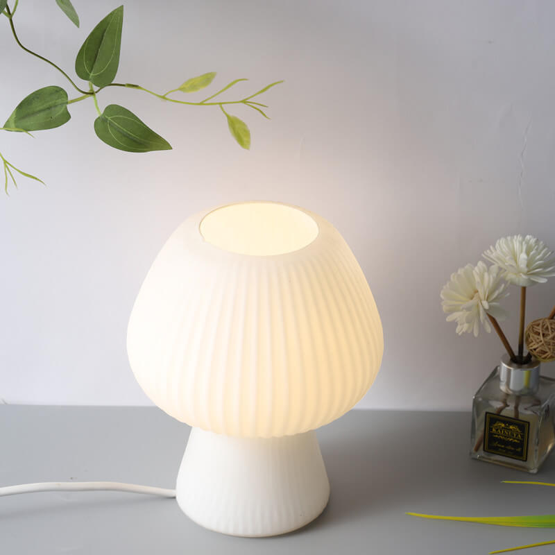 Striped Mushroom Glass Table Lamp