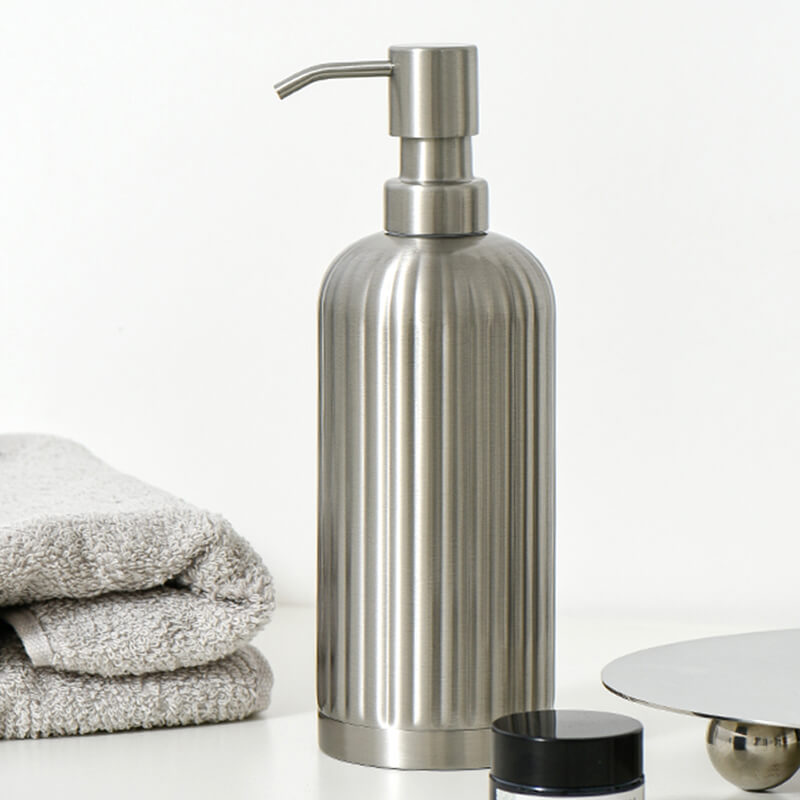 Striped Stainless Steel Soap Dispenser