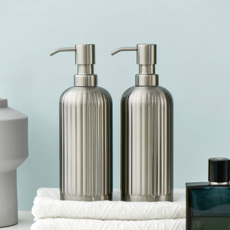 Striped Stainless Steel Soap Dispenser