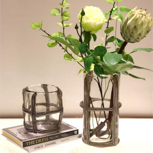 Gestreifte Vintage Glasvase