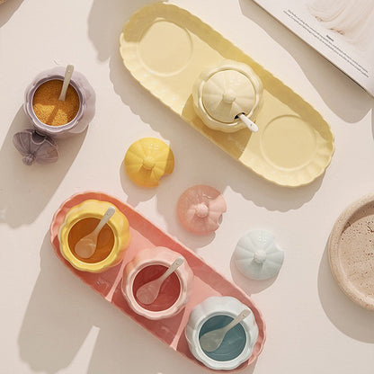 Macaron-Colored Ceramic Condiment Jars