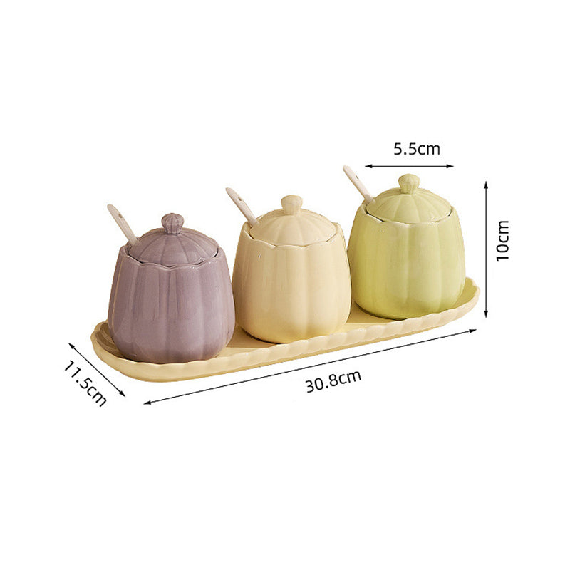 Macaron-Colored Ceramic Condiment Jars
