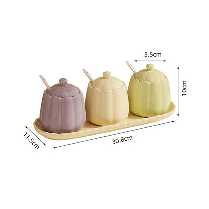 Macaron-Colored Ceramic Condiment Jars