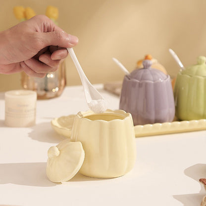 Macaron-Colored Ceramic Condiment Jars