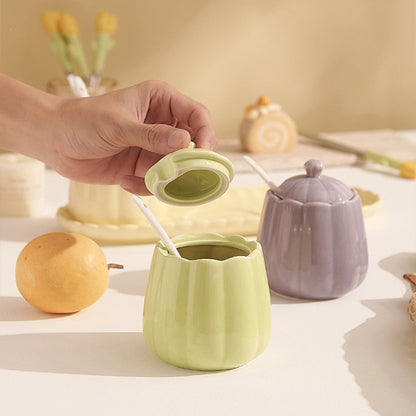 Macaron-Colored Ceramic Condiment Jars