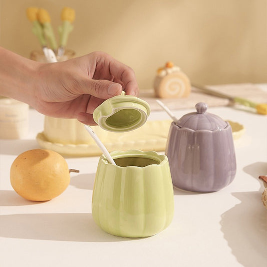 Macaron-Colored Ceramic Condiment Jars