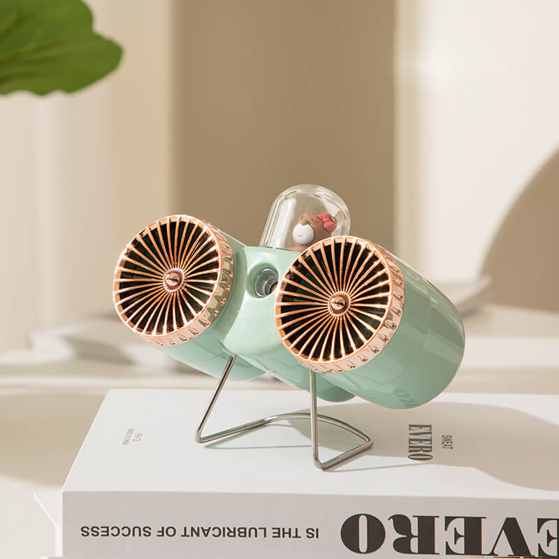 Summer Humidifying Spray Double Head Fan