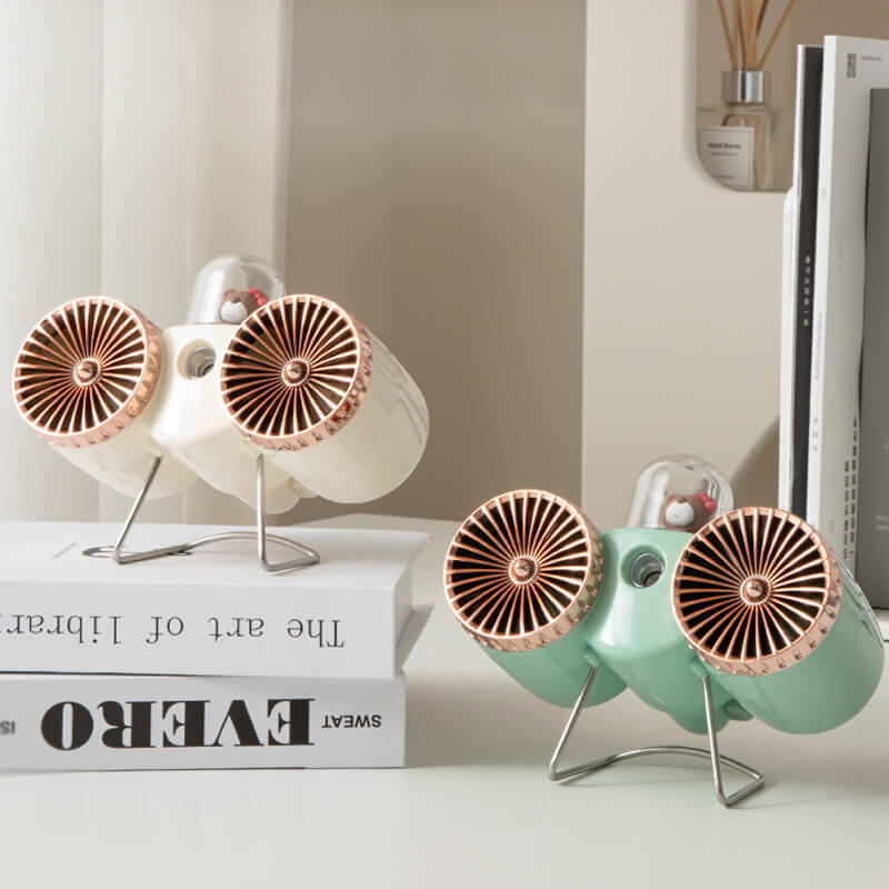 Summer Humidifying Spray Double Head Fan