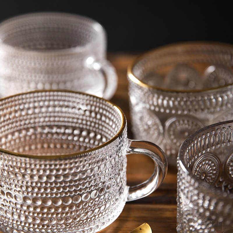 Sunflower Embossed Glass Cup